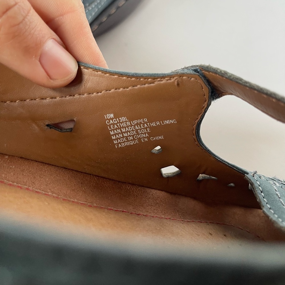 Cobb Hill New Balance Teal Suede Criss Cross Mary Janes Velcro Strap Sandals - Picture 8 of 10